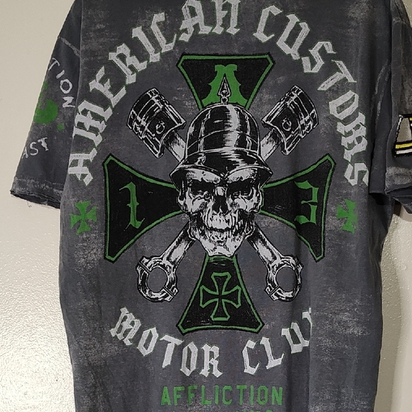 Affliction American Customs Motor Club ACMC Devil on Wheels Gray Men's SZ L - Picture 9 of 10